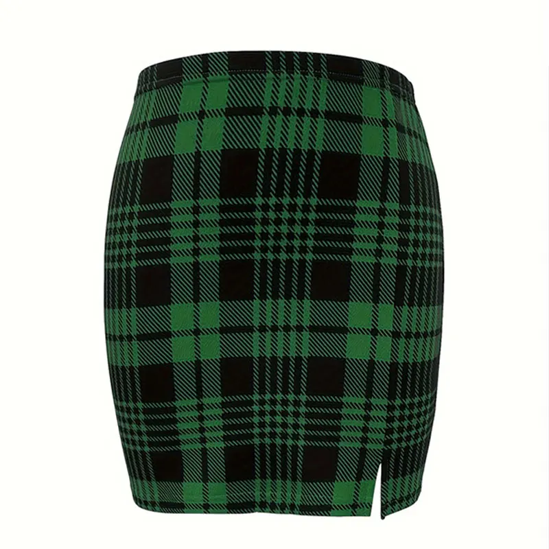 Plaid Skirt Sexy Micro Skirt Offiece Lady Red Green Elegant Pencil Mini Skirts Streetwear High Waist Lady Short Skirt for Women