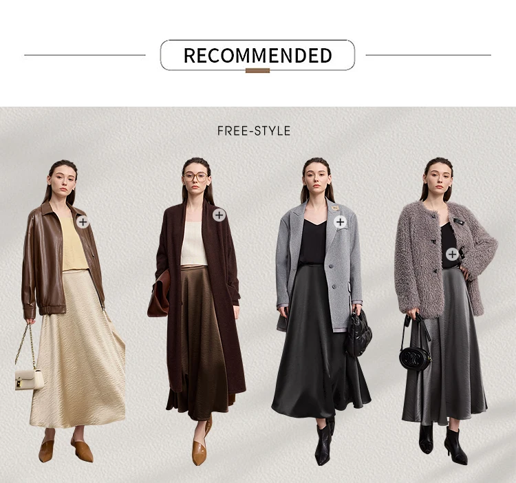 AMII Women's Skirt Loose Long A-skirt Satin Skirts For Women 2025 Autumn New Minimalist Solid Color Clothing Ladies 12513015