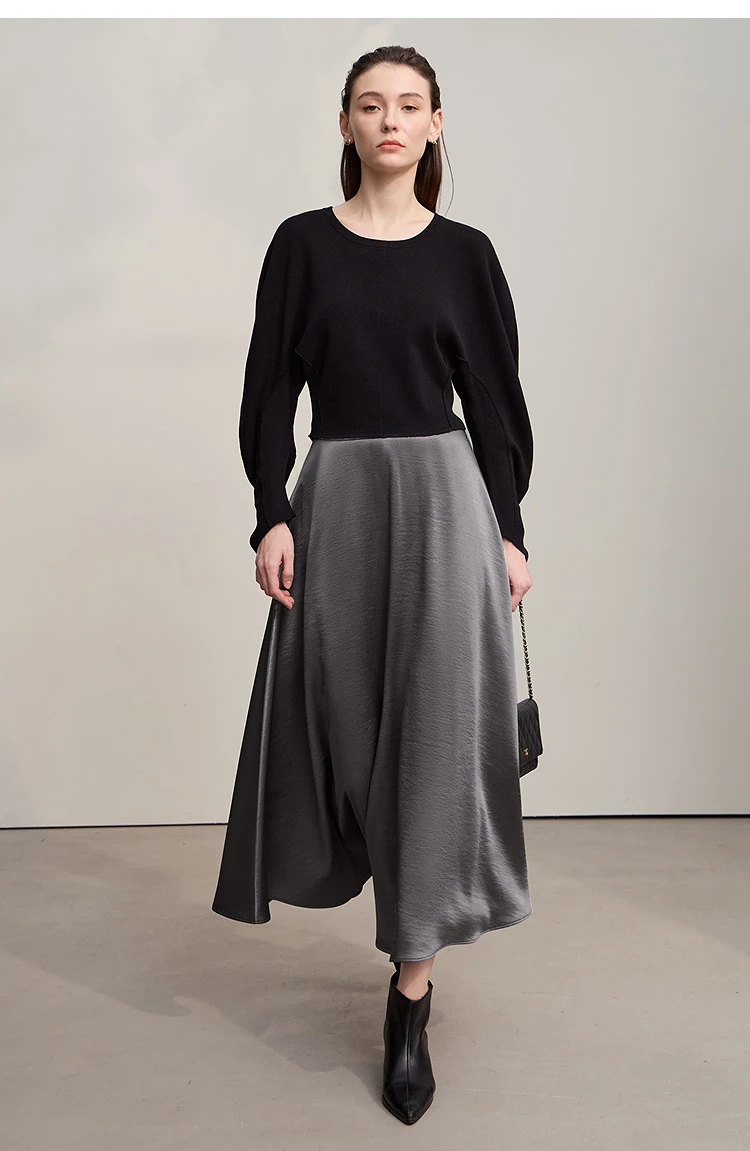 AMII Women's Skirt Loose Long A-skirt Satin Skirts For Women 2025 Autumn New Minimalist Solid Color Clothing Ladies 12513015