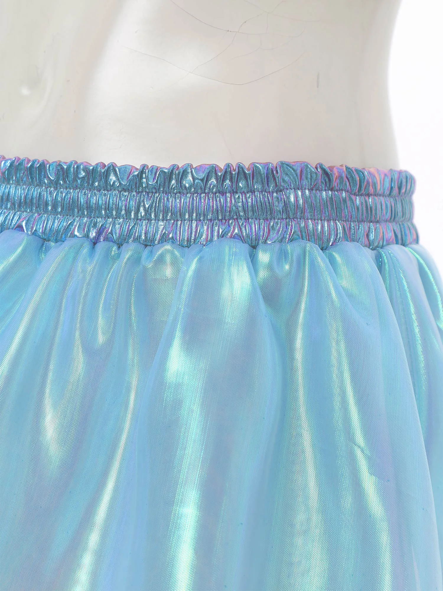 Womens Tiered A-line Pleated Short Skirt Shiny Glitter Skirt for Rave Festival Pole Dance Bar Party Skirt Night Club Costume