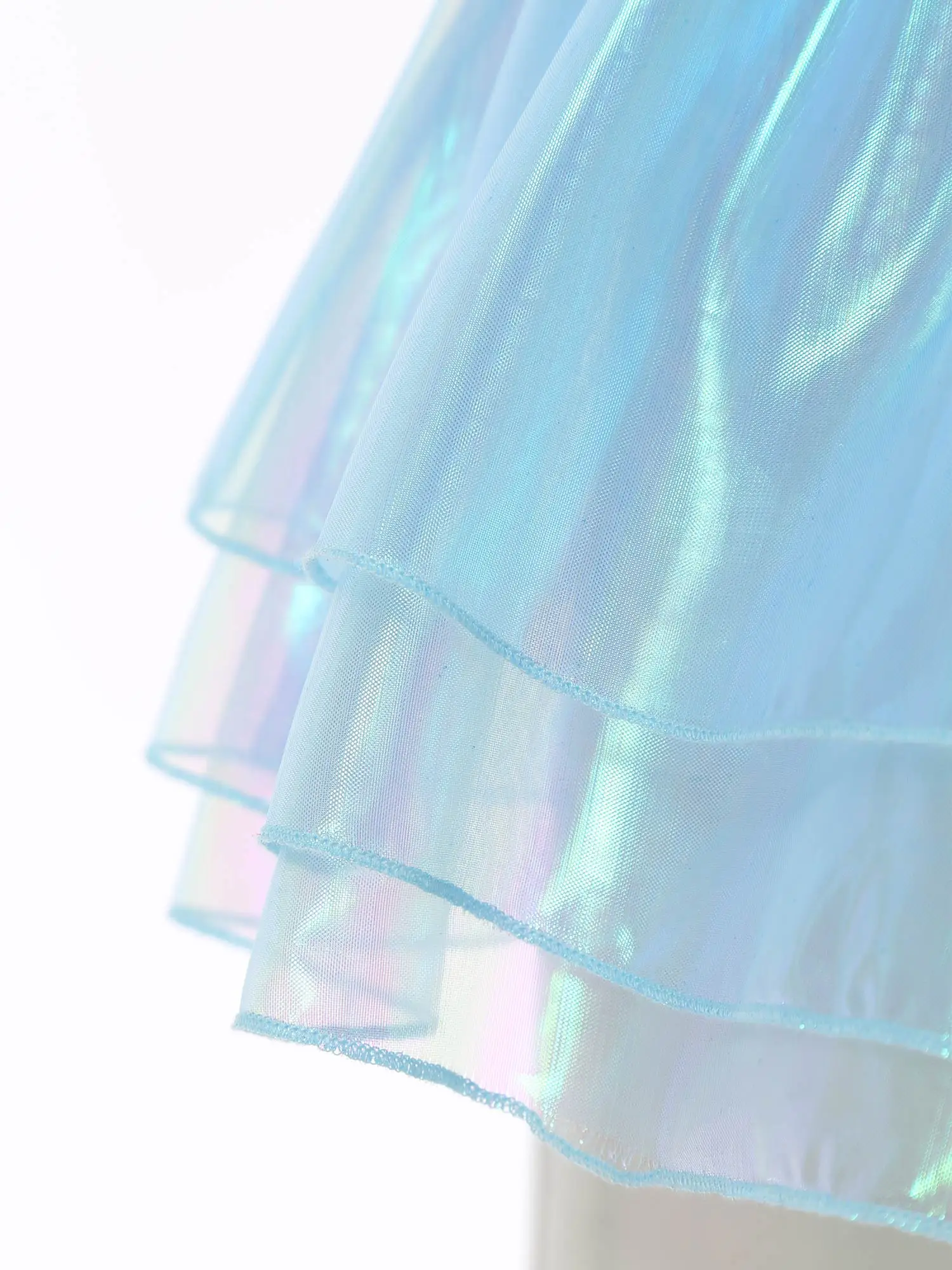Womens Tiered A-line Pleated Short Skirt Shiny Glitter Skirt for Rave Festival Pole Dance Bar Party Skirt Night Club Costume