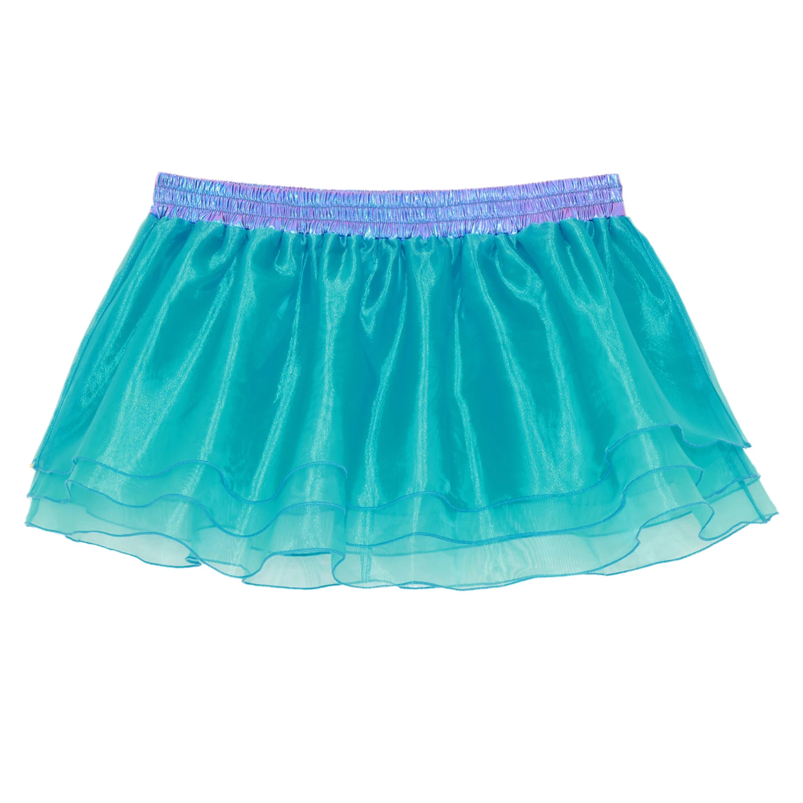 Womens Tiered A-line Pleated Short Skirt Shiny Glitter Skirt for Rave Festival Pole Dance Bar Party Skirt Night Club Costume