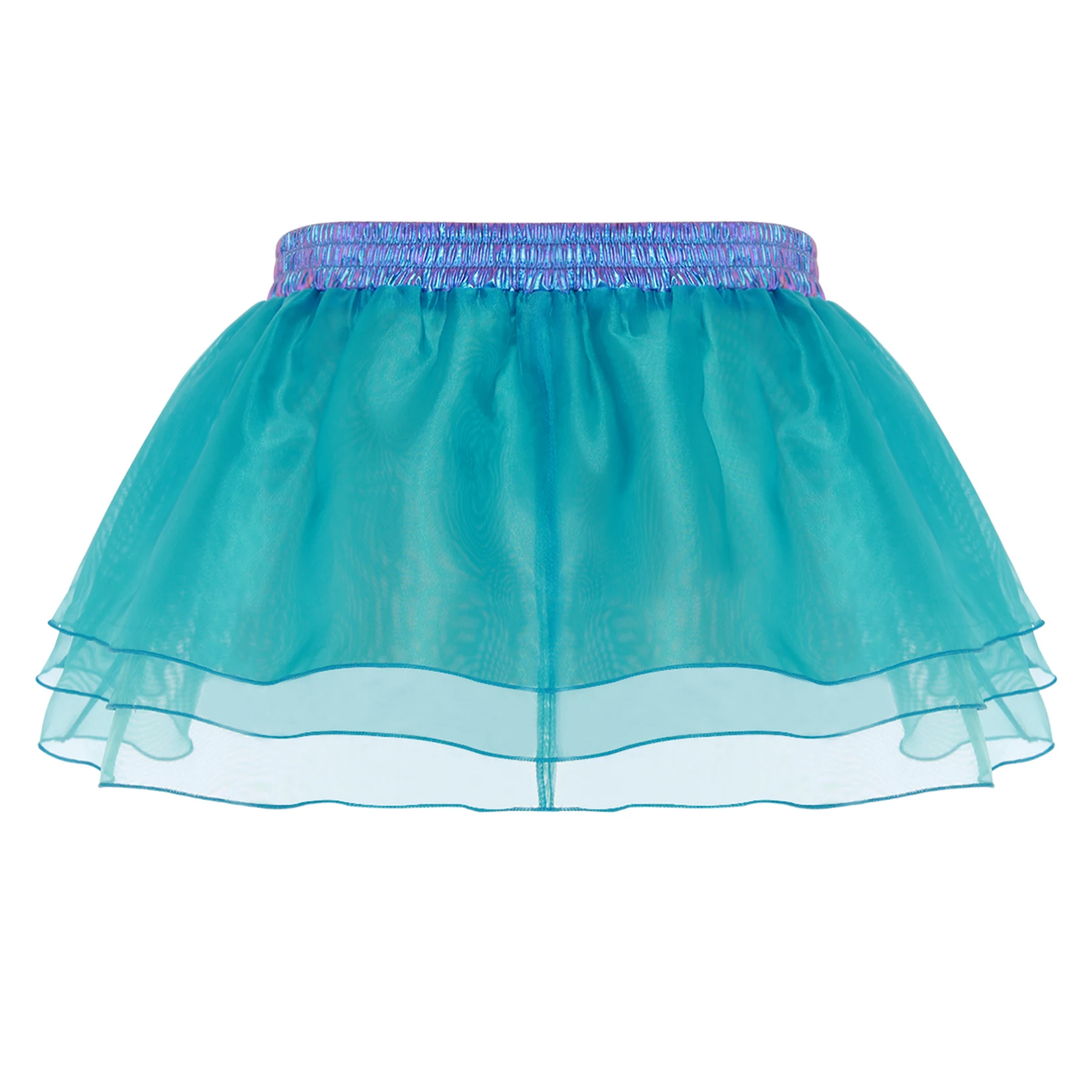 Womens Tiered A-line Pleated Short Skirt Shiny Glitter Skirt for Rave Festival Pole Dance Bar Party Skirt Night Club Costume