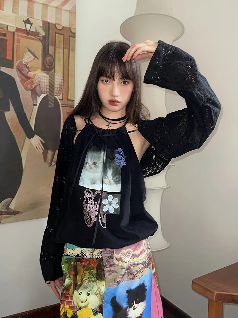 Retro Printed Women's Long Skirt Summer New Streetwear High Waist Casual A Line Skirt Femme Y2k 2000s Cute Party Club Skirt T936