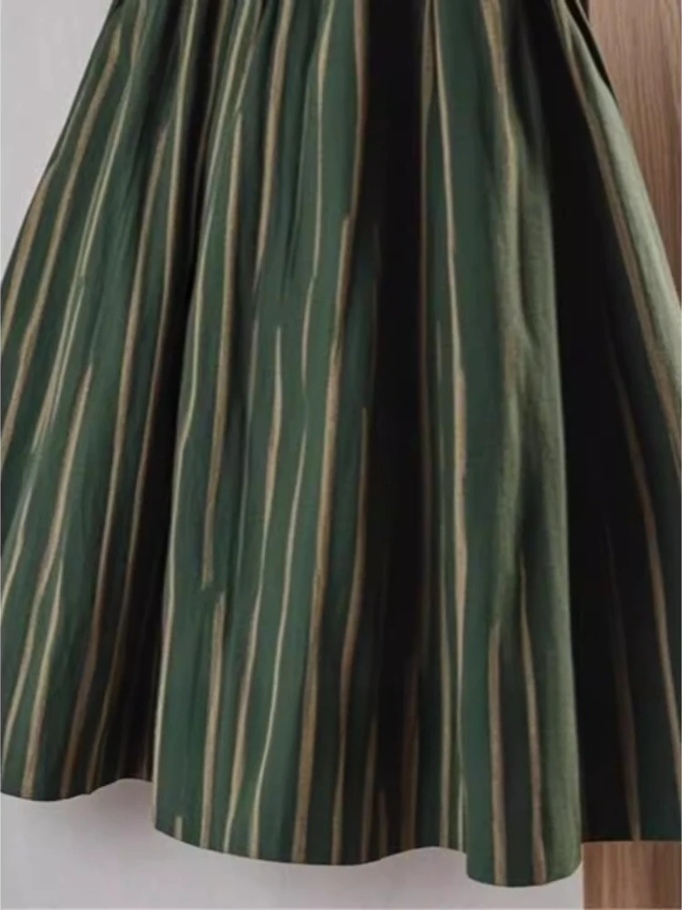 High Waist Skirt for Women's 2025 Faldas Mujer De Moda Vintage Korean Jupe Loose A-line Saia Fashion Striped Slim Fit Skirts