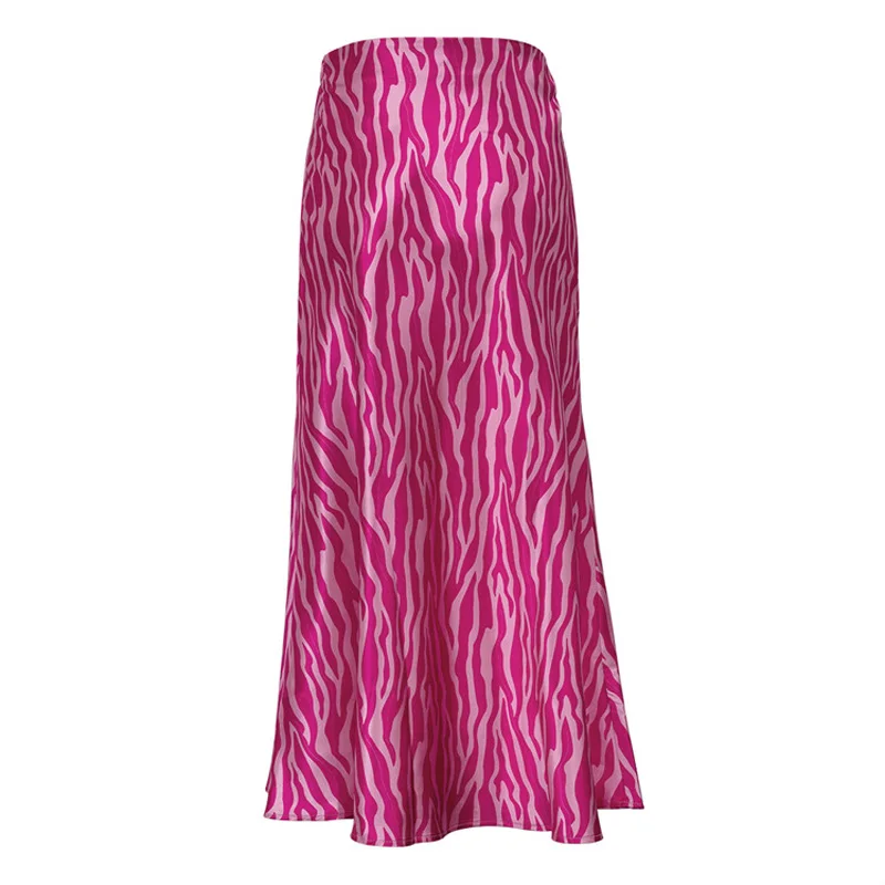 2023 Summer Autumn Women Elegant Midi Satin Skirts Printed High Waist Office Ladies Bodycon Pencil Slim Skirt For Women