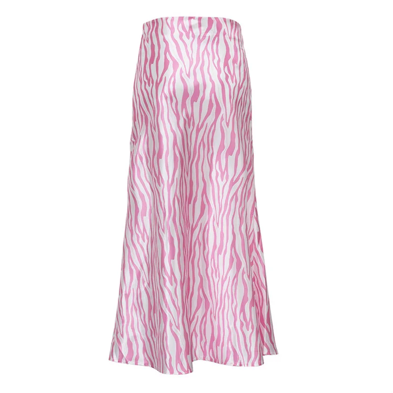 2023 Summer Autumn Women Elegant Midi Satin Skirts Printed High Waist Office Ladies Bodycon Pencil Slim Skirt For Women