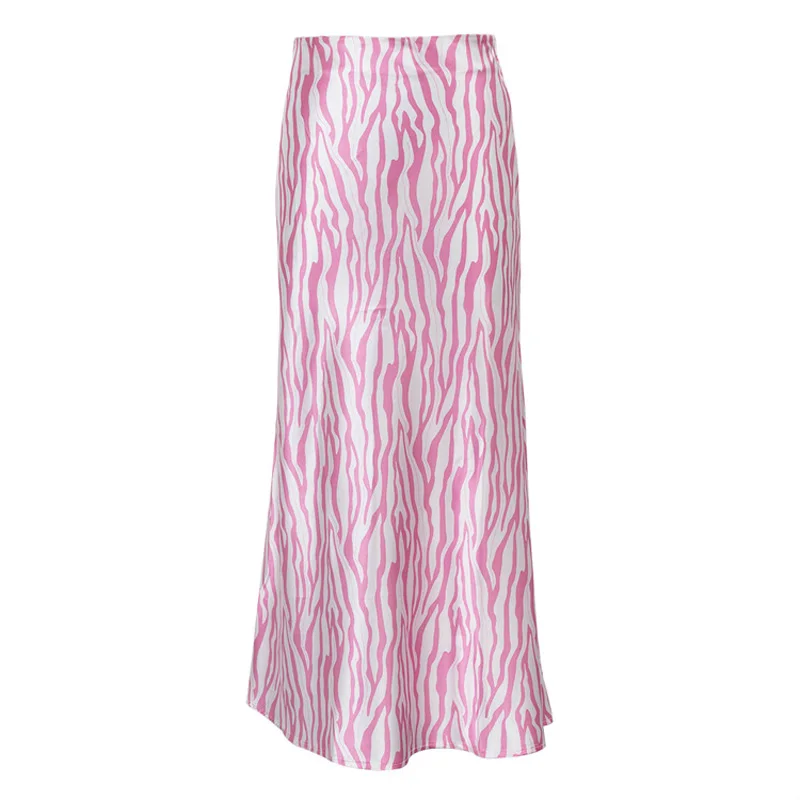 2023 Summer Autumn Women Elegant Midi Satin Skirts Printed High Waist Office Ladies Bodycon Pencil Slim Skirt For Women