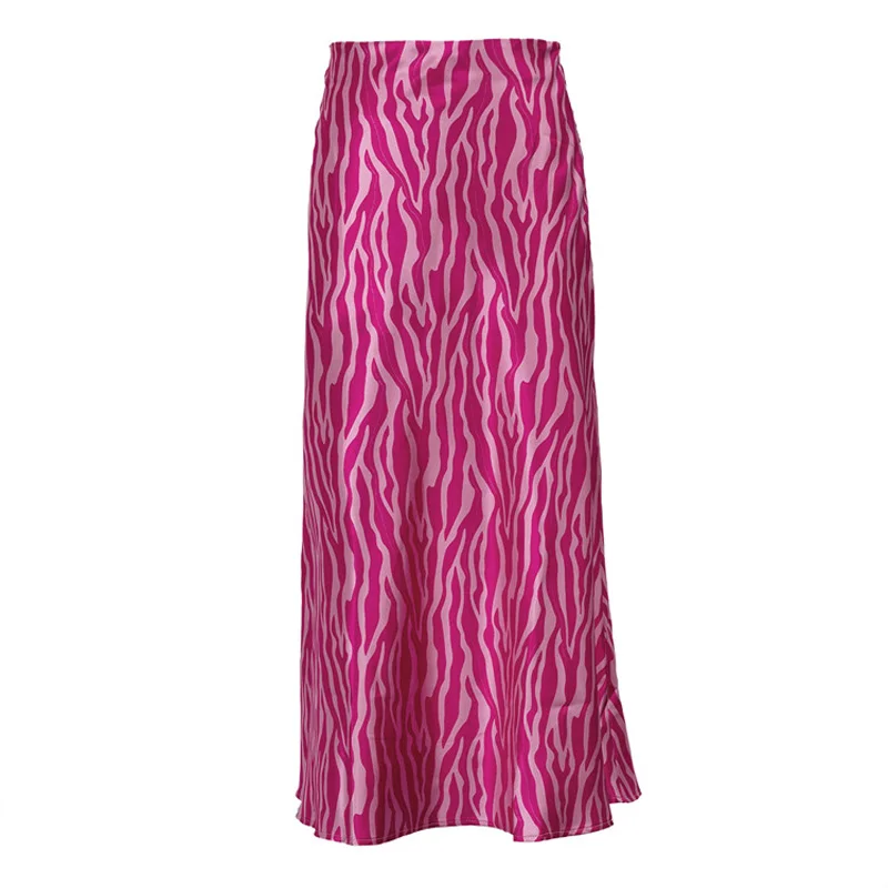 2023 Summer Autumn Women Elegant Midi Satin Skirts Printed High Waist Office Ladies Bodycon Pencil Slim Skirt For Women