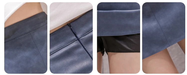 Jielur Leather Skirt Autumn Winter New Korean High Waist Mini Skirt Female 4 Colors Chic Black Sexy Saia A-line PU Skirts Women
