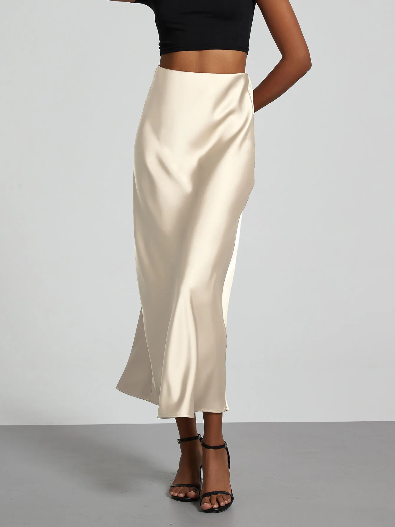 Women's Fashion Satin Long Skirt High Waist Solid Color Casual Basic Fishtail Skirt Chic Summer Party Clothing 2026