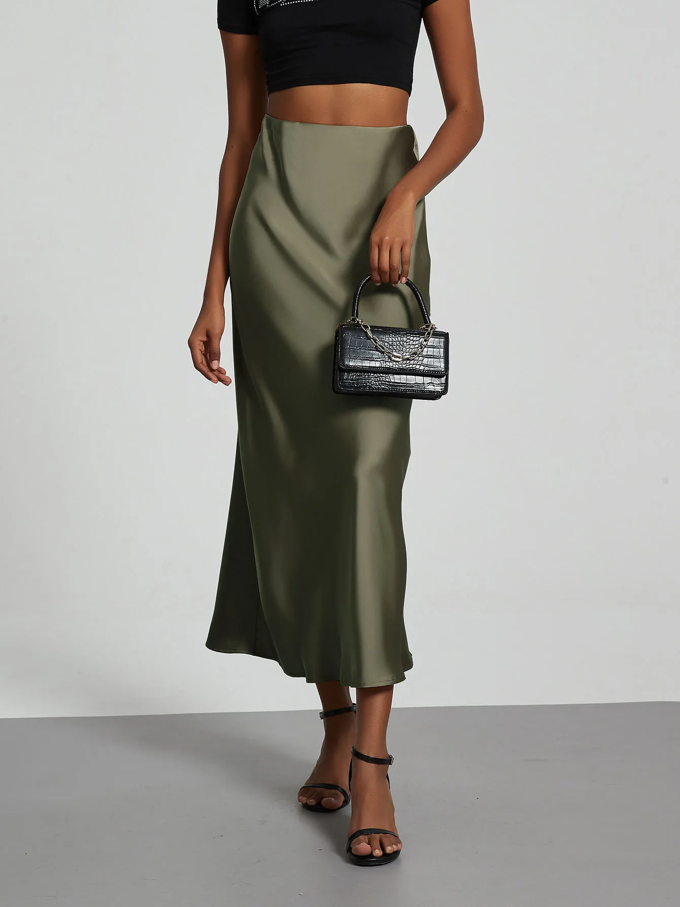 Women's Fashion Satin Long Skirt High Waist Solid Color Casual Basic Fishtail Skirt Chic Summer Party Clothing 2026