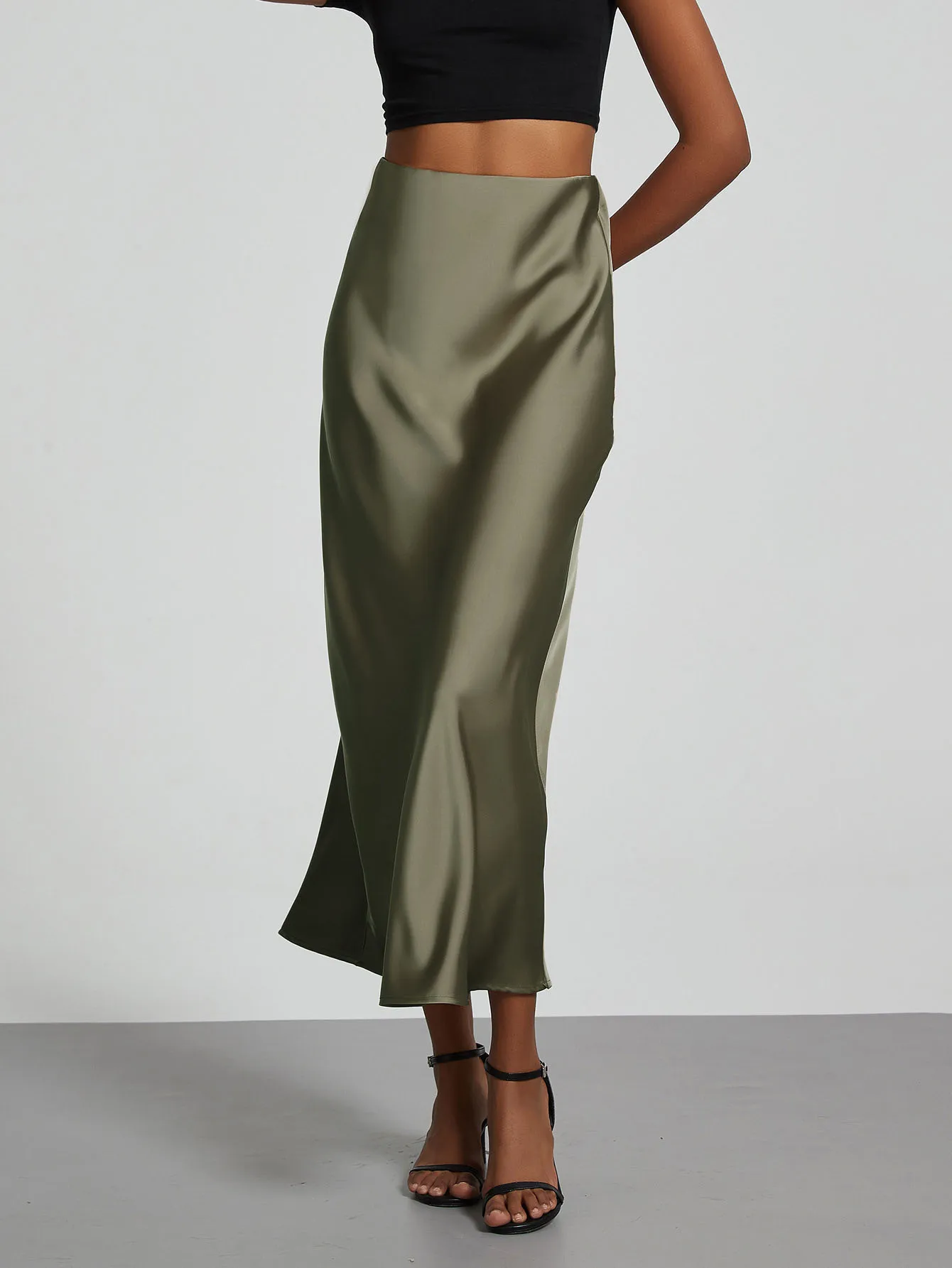 Women's Fashion Satin Long Skirt High Waist Solid Color Casual Basic Fishtail Skirt Chic Summer Party Clothing 2026