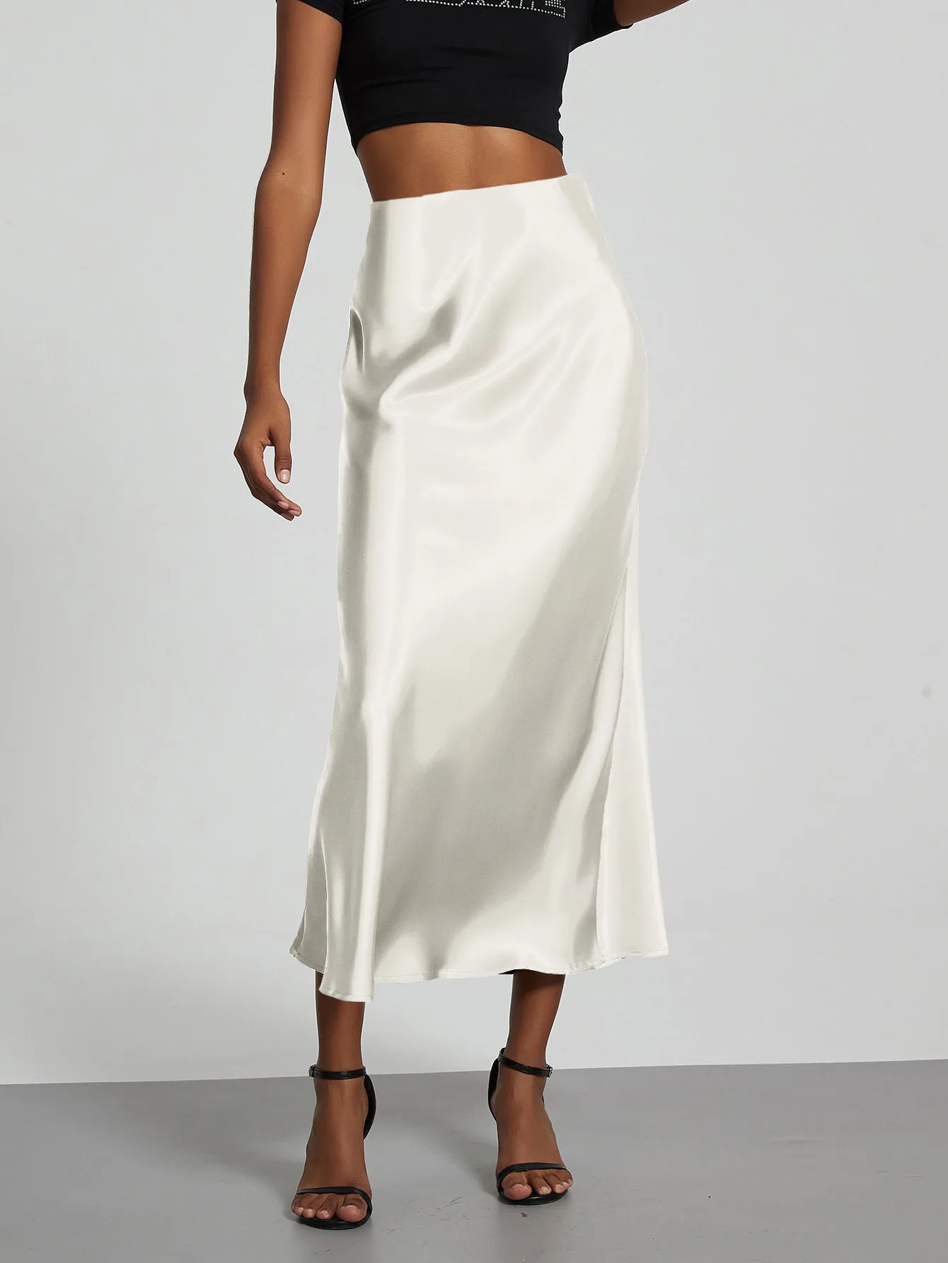 Women's Fashion Satin Long Skirt High Waist Solid Color Casual Basic Fishtail Skirt Chic Summer Party Clothing 2026