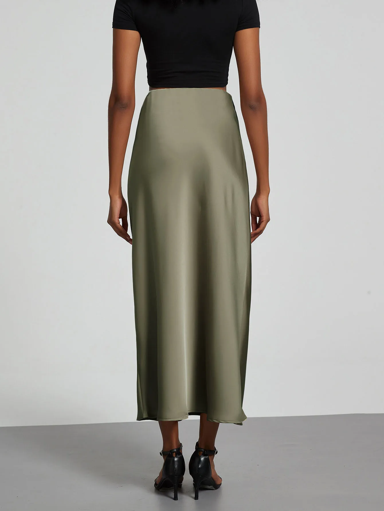 Women's Fashion Satin Long Skirt High Waist Solid Color Casual Basic Fishtail Skirt Chic Summer Party Clothing 2026
