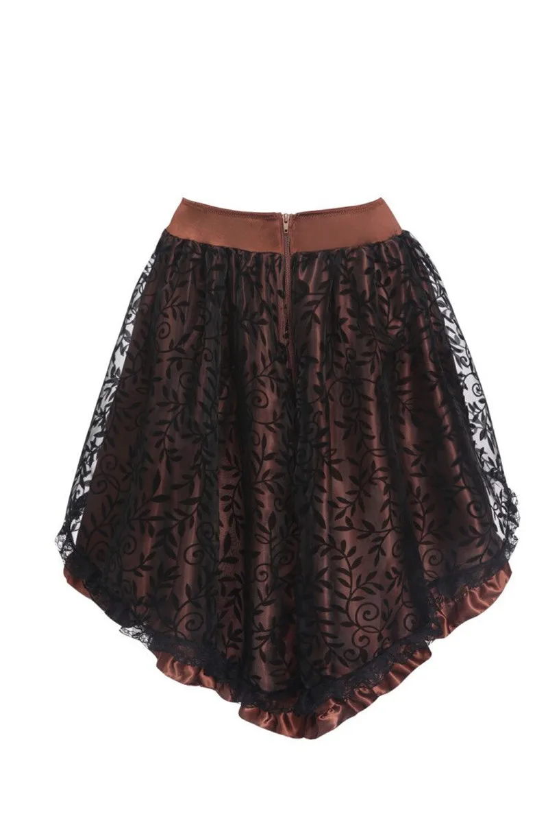 Skirt For Women Victorian Burlesque Costumes Gothic Steampunk Clothing Ruffled Chiffon Black Multilayer Lace Matching Corset