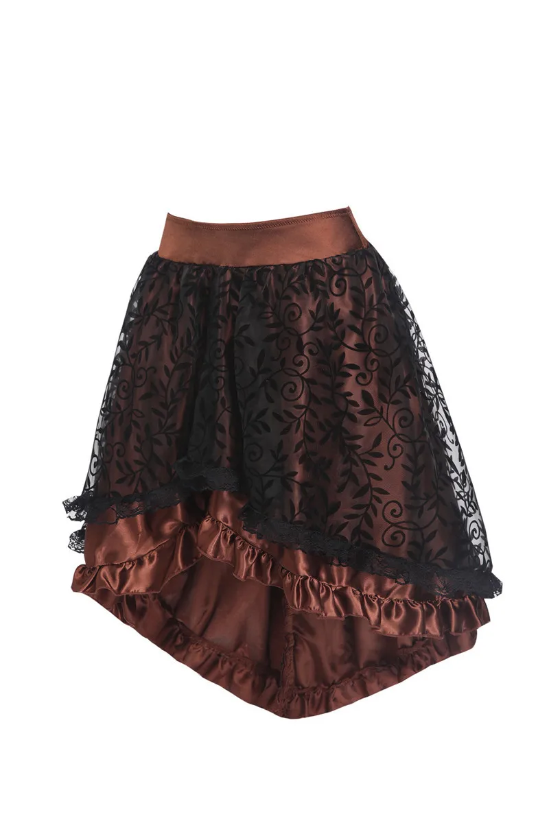 Skirt For Women Victorian Burlesque Costumes Gothic Steampunk Clothing Ruffled Chiffon Black Multilayer Lace Matching Corset