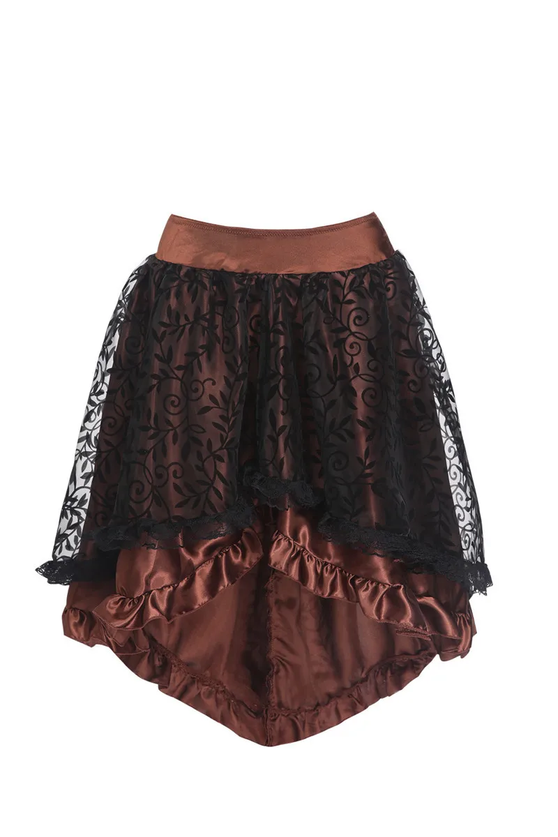 Skirt For Women Victorian Burlesque Costumes Gothic Steampunk Clothing Ruffled Chiffon Black Multilayer Lace Matching Corset