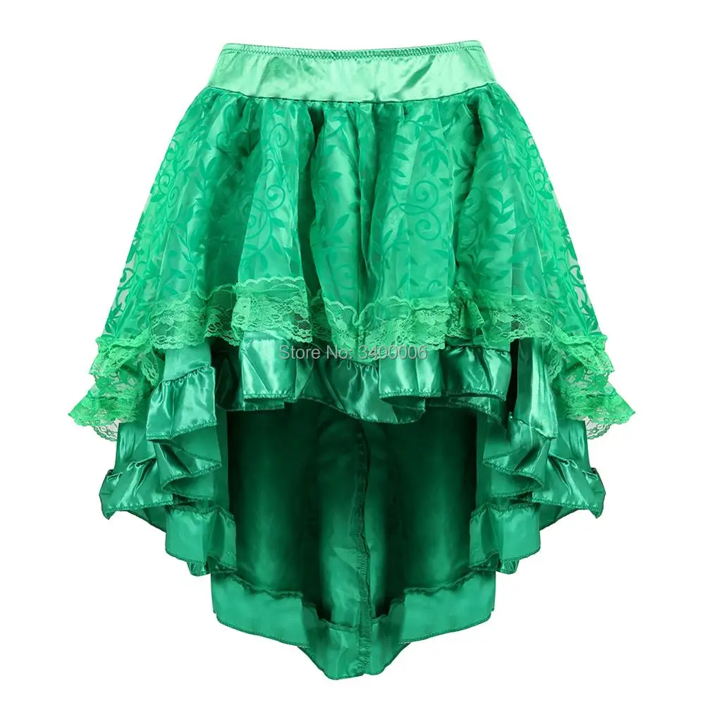 Skirt For Women Victorian Burlesque Costumes Gothic Steampunk Clothing Ruffled Chiffon Black Multilayer Lace Matching Corset