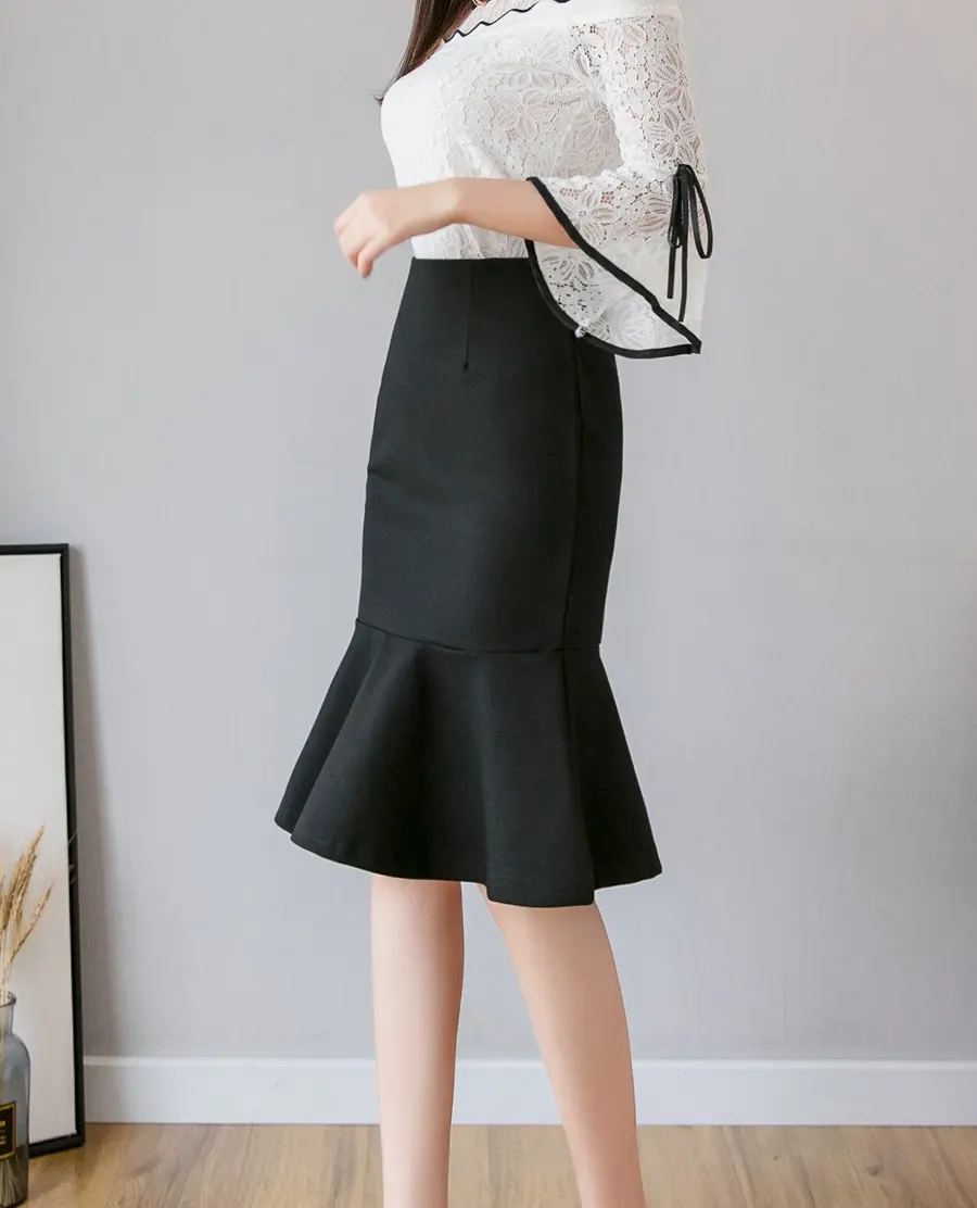 Oversized Fashion Women Skirt 2026 Sexy High Waist Skirts Ruffle Bodycon Korean Style Office Lady Midi Pencil Skirt Jupe Femme