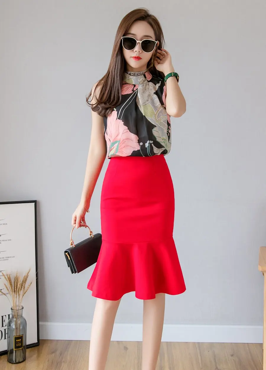 Oversized Fashion Women Skirt 2026 Sexy High Waist Skirts Ruffle Bodycon Korean Style Office Lady Midi Pencil Skirt Jupe Femme