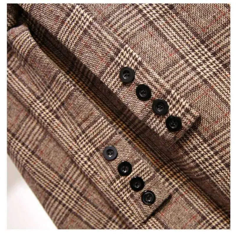 Khaki Plaid Vintage A-line High Waist Lace Up Buttons Loose Women's Skirt Mid-Calf Long Skirts For Women Clothing Fashion 2024