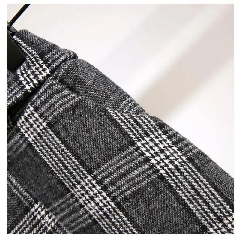 Khaki Plaid Vintage A-line High Waist Lace Up Buttons Loose Women's Skirt Mid-Calf Long Skirts For Women Clothing Fashion 2024