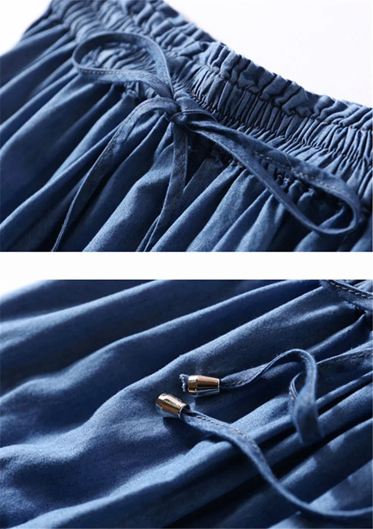 Women High Waist long Skirt 2025 Autumer brand Denim ruffled skirts casual vinatge Summer cotton skirts vestidos vintage clothes