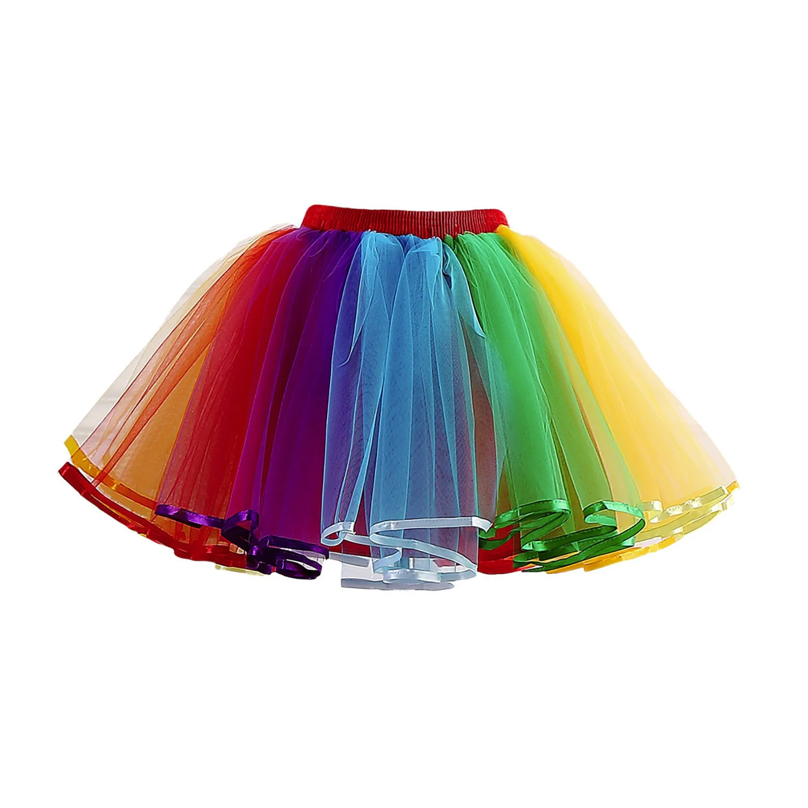 Womens Rainbow Tutu Skirt Elastic Waist Layered Tulle Skirts Rave Party Carnival Mesh Skirt Ballet Dancewear Tutus Skirts Faldas