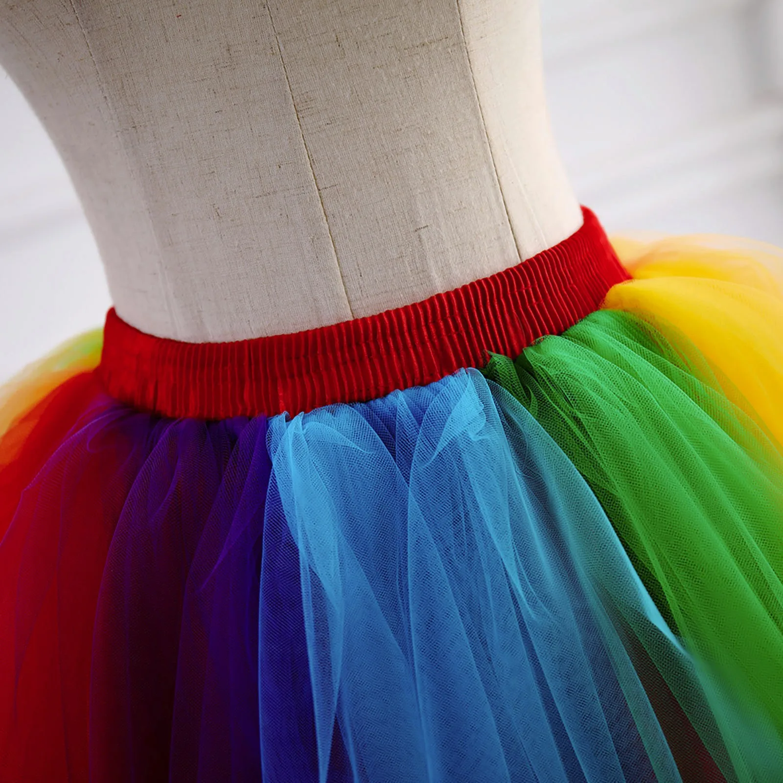 Womens Rainbow Tutu Skirt Elastic Waist Layered Tulle Skirts Rave Party Carnival Mesh Skirt Ballet Dancewear Tutus Skirts Faldas