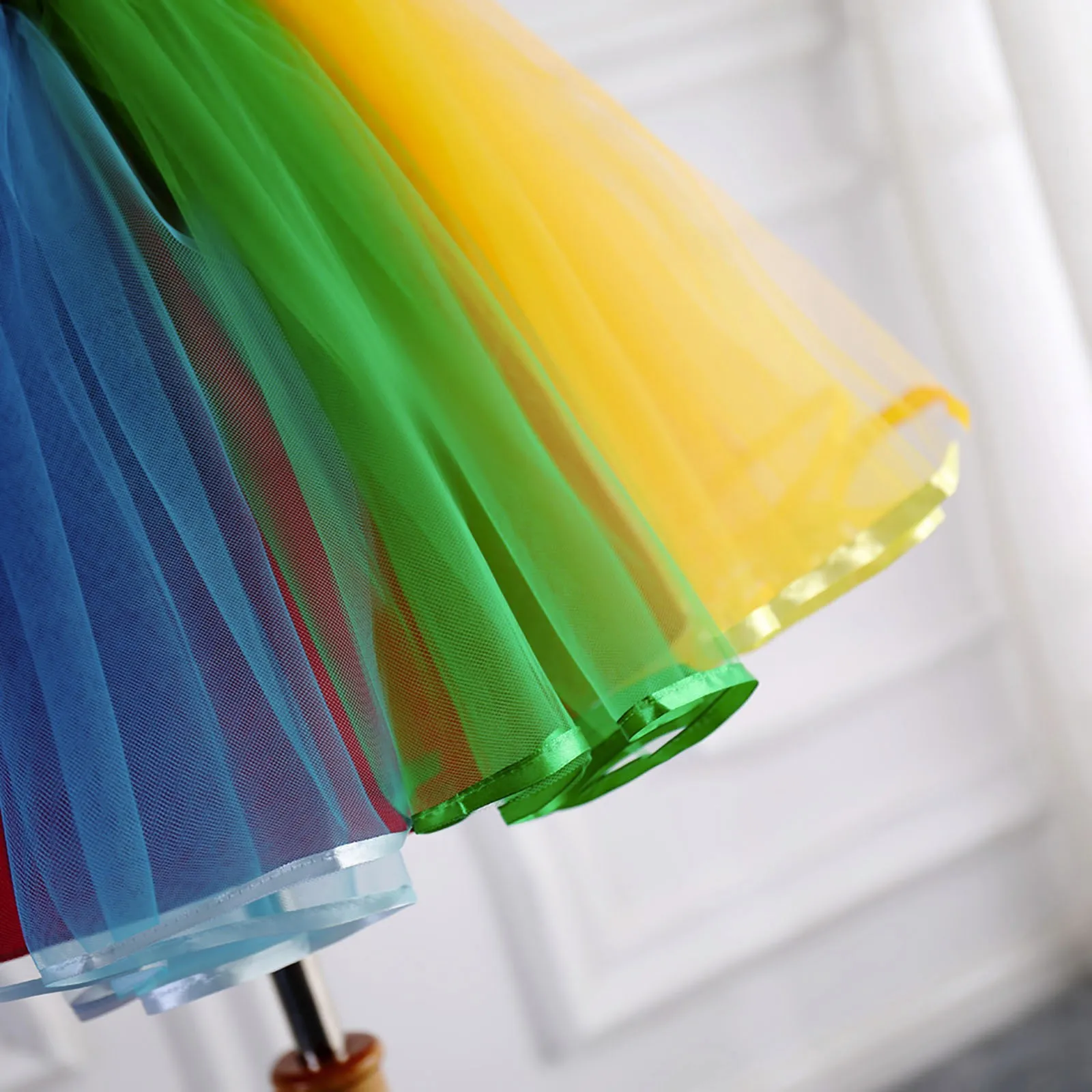 Womens Rainbow Tutu Skirt Elastic Waist Layered Tulle Skirts Rave Party Carnival Mesh Skirt Ballet Dancewear Tutus Skirts Faldas