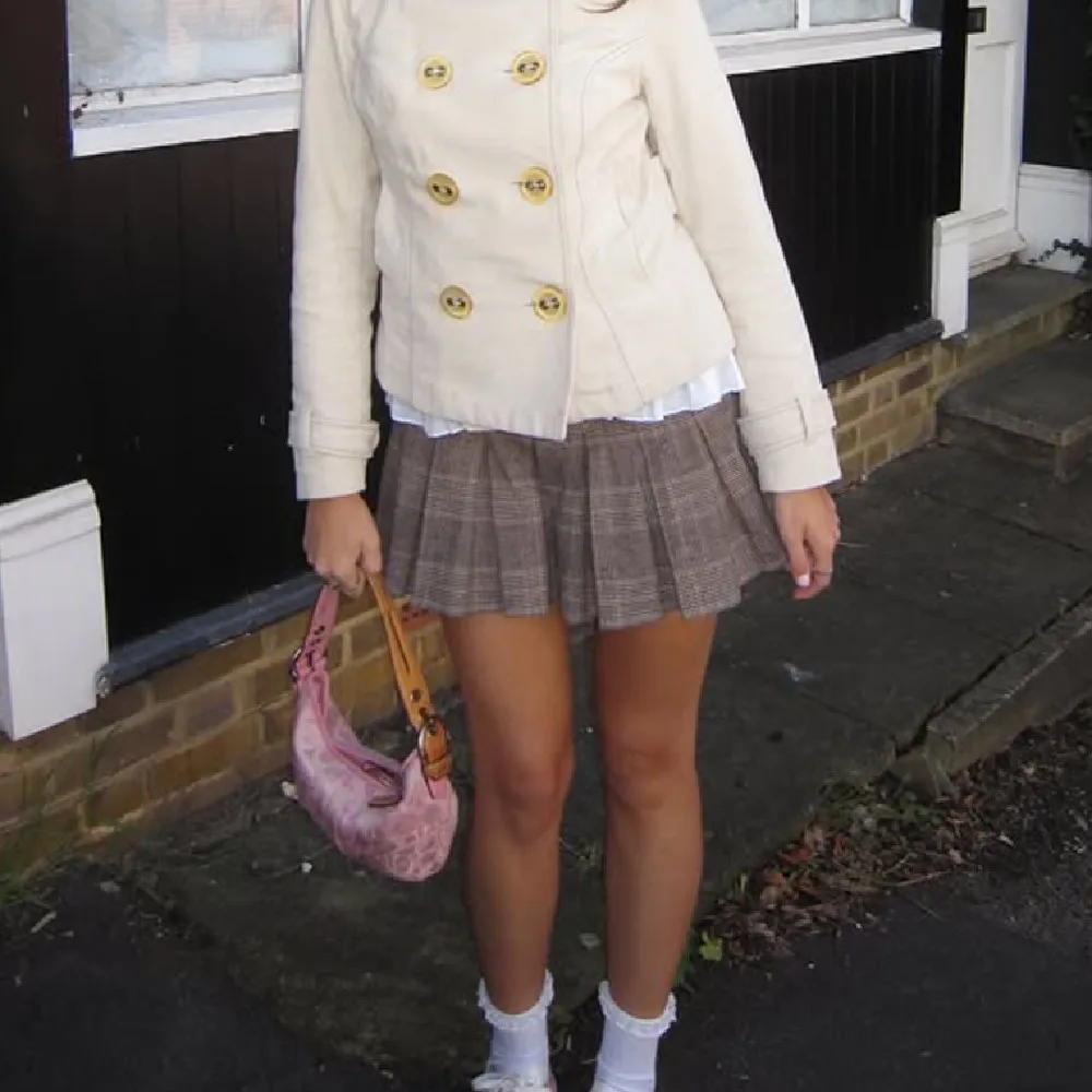 Women Side Zipper Waist Plaid Tweed Mini Pleated Skirt The Spice Girls Ruched Hem A-line Short Skirts with Shorts Lining