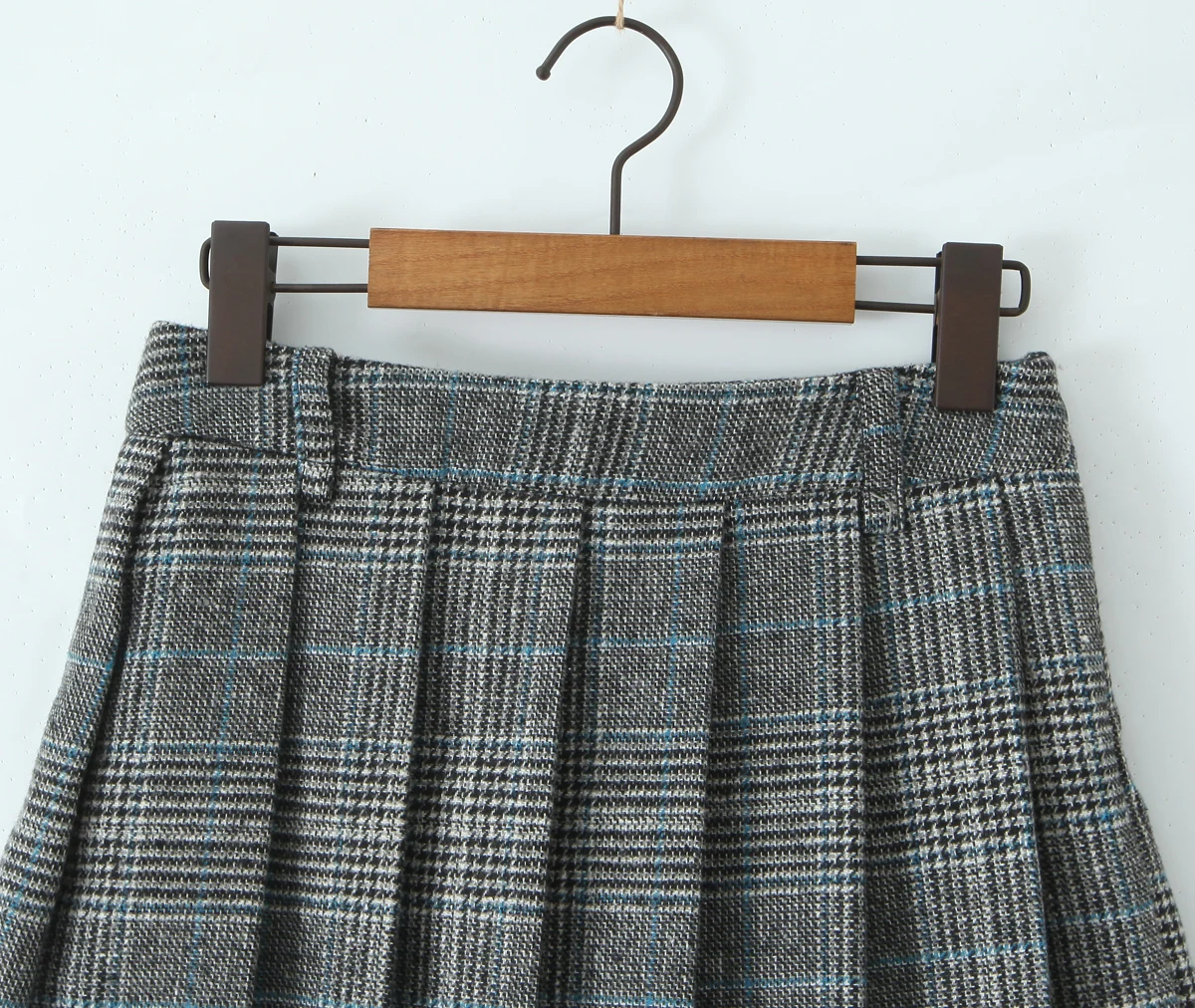 Women Side Zipper Waist Plaid Tweed Mini Pleated Skirt The Spice Girls Ruched Hem A-line Short Skirts with Shorts Lining