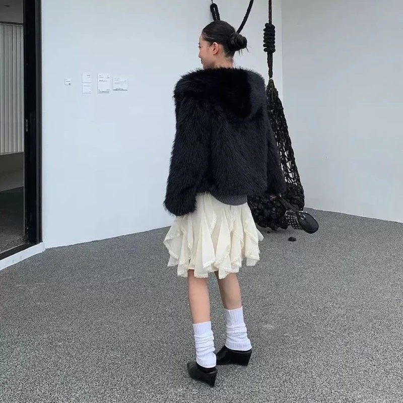 Women's Korean Style Lace Tulle Skirt Fairycore Sweet Elegant Ruffle Skirts Vintage Streetwear Irregular Layered Skirts