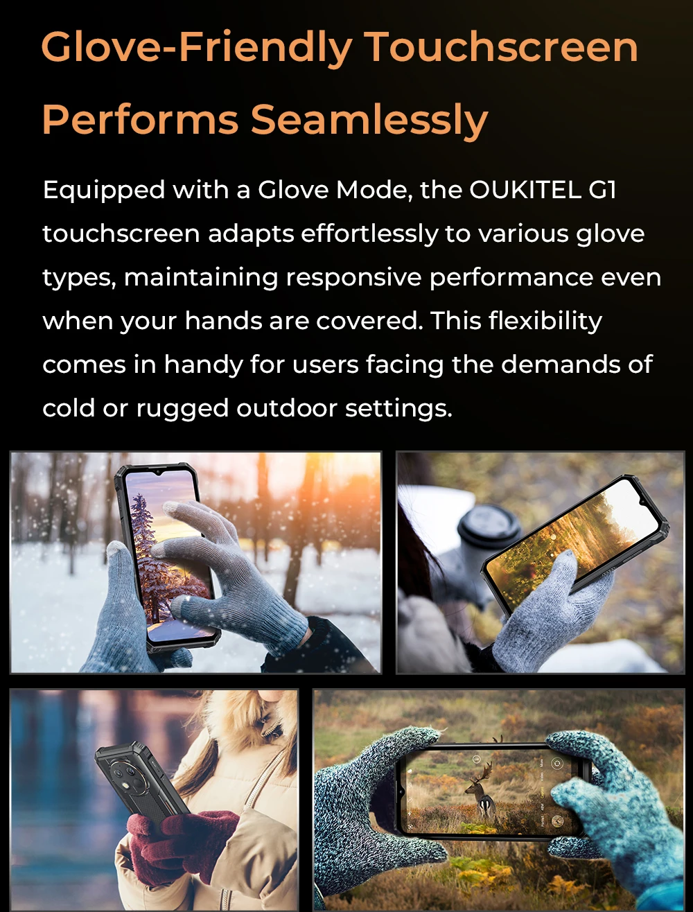 OUKITEL G1 Rugged Phone - 10600mAh, 24(6+18)GB+256GB, 6.52" Display, IP68 Waterproof, NFC Smartphone, Android 14,48MP Camera