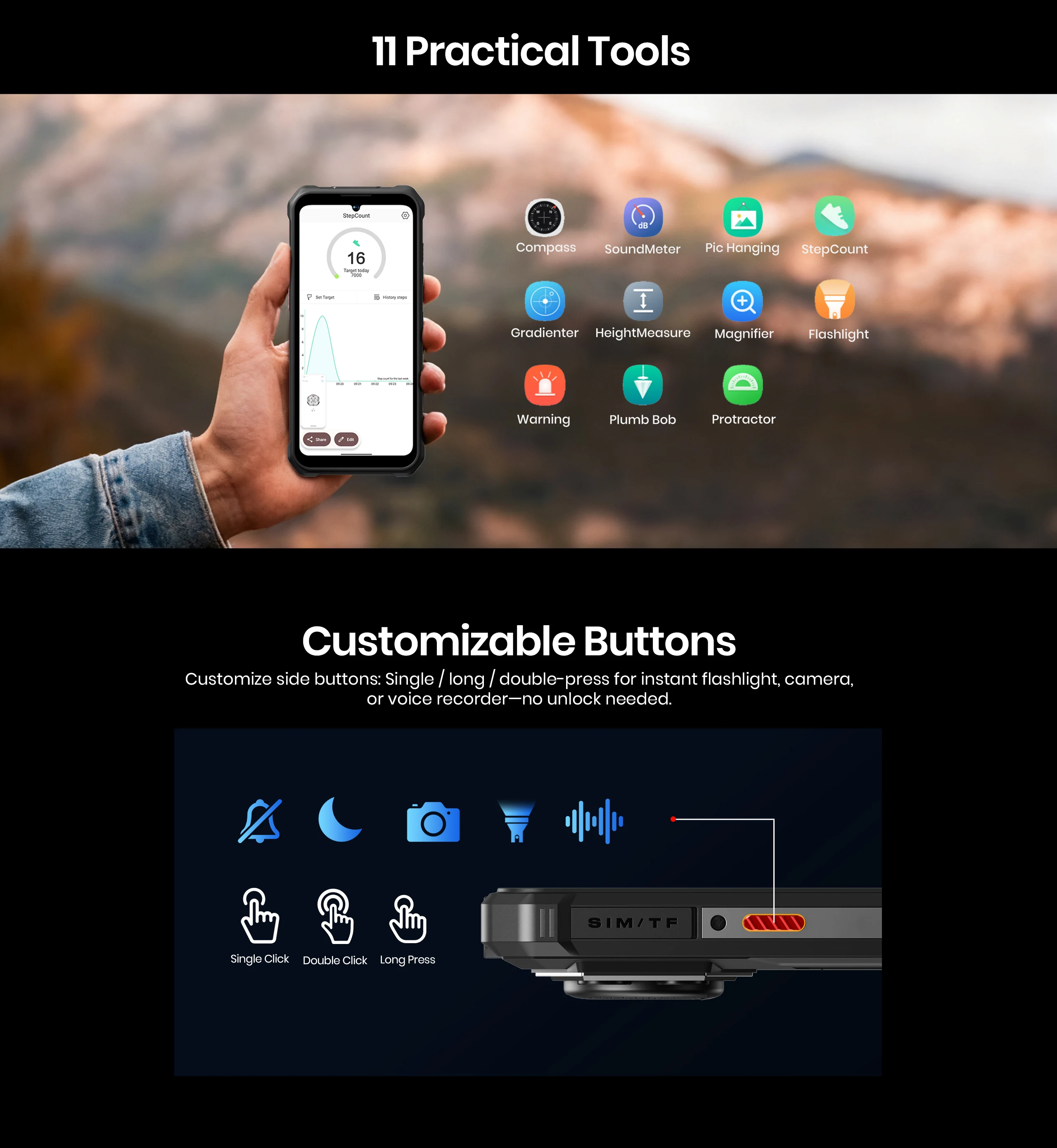 [World Premiere] Fossibot F110 Pro 5G Rugged Smartphone Android15 20GB(8+12)+128GB 10000mAh 20W Phone 6.745" HD+ 50MP+8MP NFC