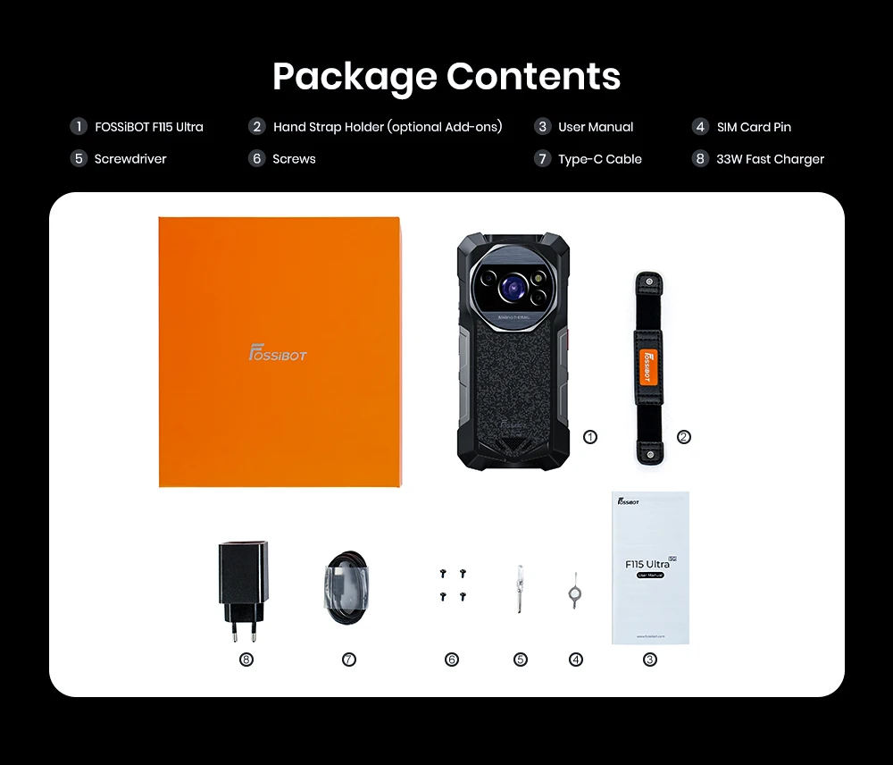 FOSSiBOT F115 UItra 36GB(12+24)RAM+256GB Android 16 20000mAh 64MP Night Vision Camera World's First Triple Vision Rugged Phone