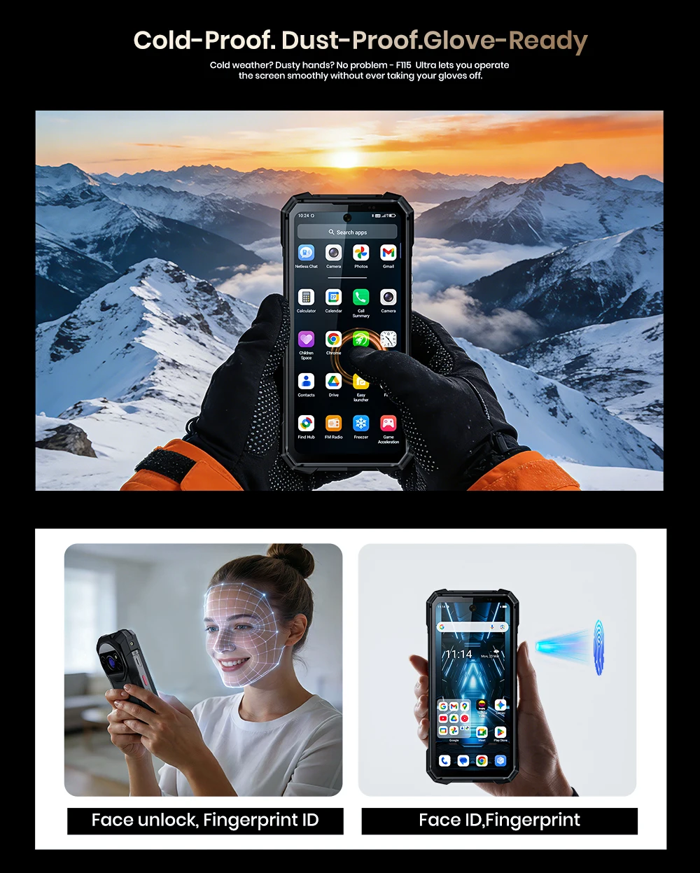 FOSSiBOT F115 UItra 36GB(12+24)RAM+256GB Android 16 20000mAh 64MP Night Vision Camera World's First Triple Vision Rugged Phone