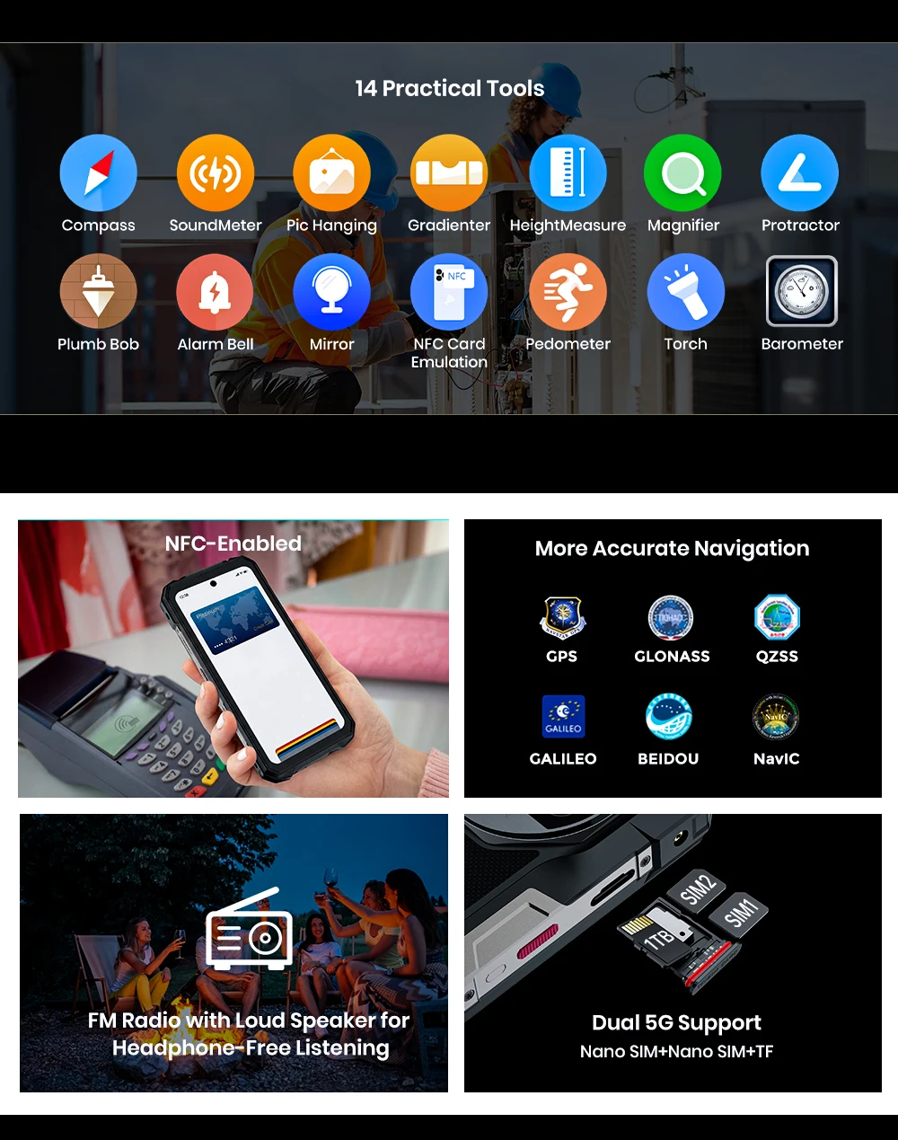 FOSSiBOT F115 UItra 36GB(12+24)RAM+256GB Android 16 20000mAh 64MP Night Vision Camera World's First Triple Vision Rugged Phone