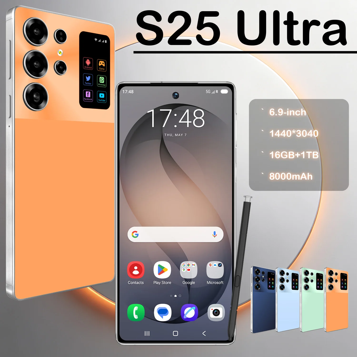 S25 Ultra Unlocked 5G Android Phone 6.9 Inch HD Display 8000mAh Battery 108MP+72MP Dual SIM Smartphone Camera Face ID GPS AL11