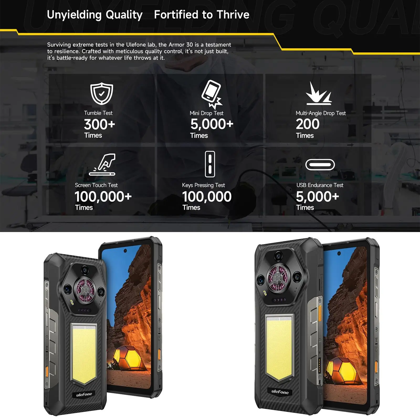 Ulefone Armor 30 Rugged Phone 24GB+512GB 6.95" FHD Versatile LED 12800mAh Android 15 64MP Camera 66W Global Version Smartphone