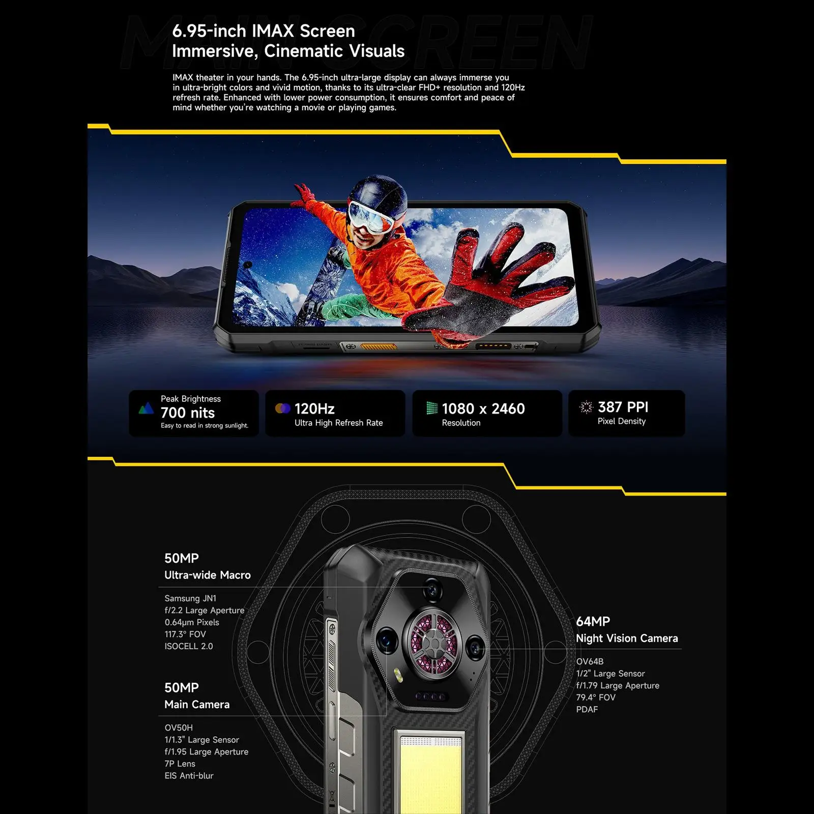 Ulefone Armor 30 Rugged Phone 24GB+512GB 6.95" FHD Versatile LED 12800mAh Android 15 64MP Camera 66W Global Version Smartphone