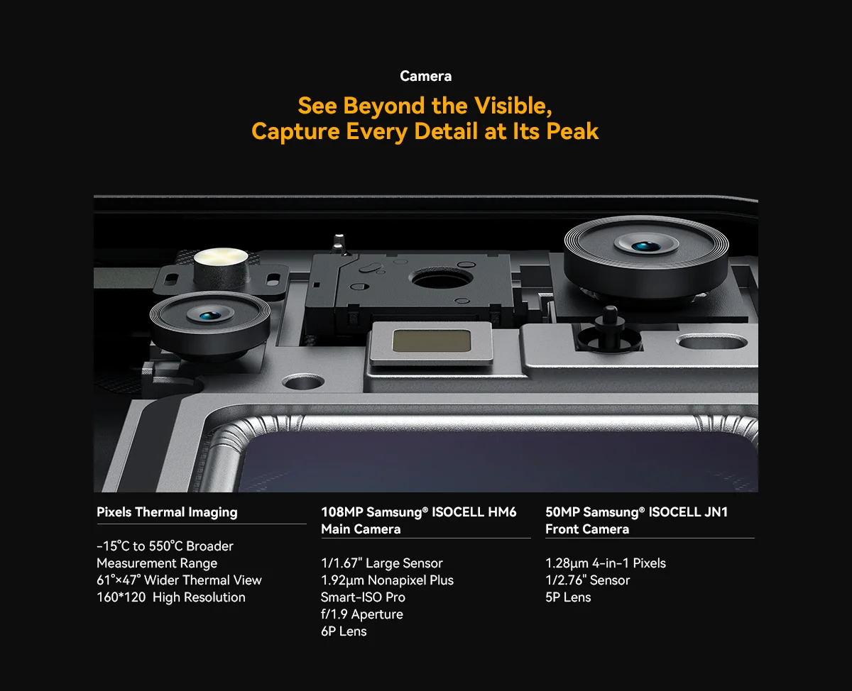 Blackview Oscal Pilot 6 Thermal Rugged Phone 12GB+256GB Night Vision Camera 6.67" Android 16 MediaTek MT8781 Helio G100 4G NFC