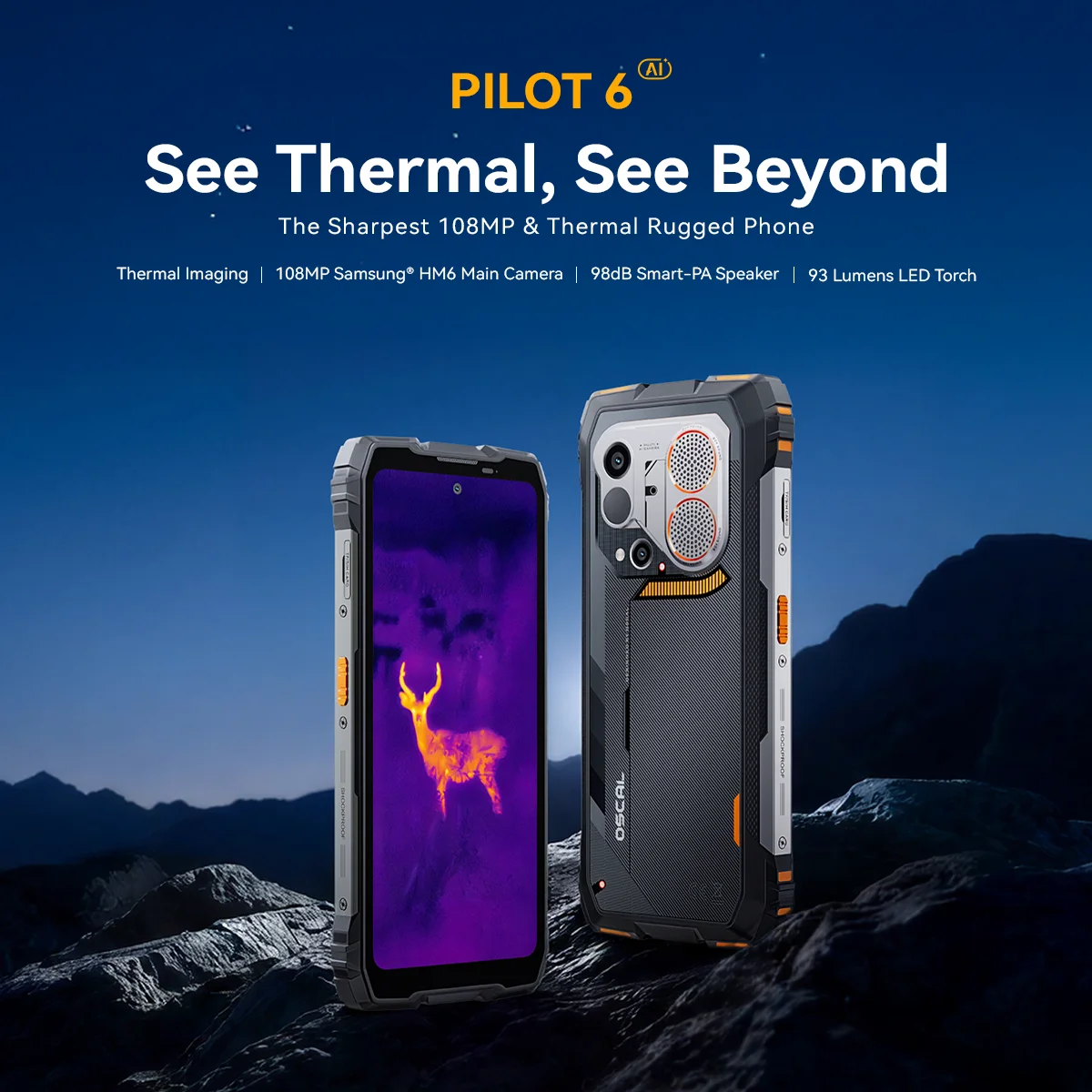 Blackview Oscal Pilot 6 Thermal Rugged Phone 12GB+256GB Night Vision Camera 6.67" Android 16 MediaTek MT8781 Helio G100 4G NFC