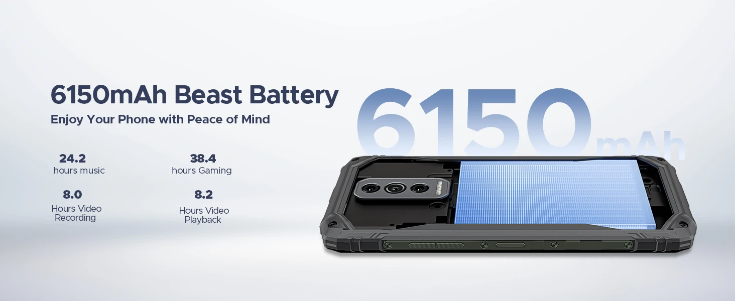DOOGEE Blade10 Ultra Energy Rugged Phone 36GB+128GB 6150mAh Battery 6.56” HD+ Screen UNISOC T7250 50MP Camera NFC Android 16 Smartphone