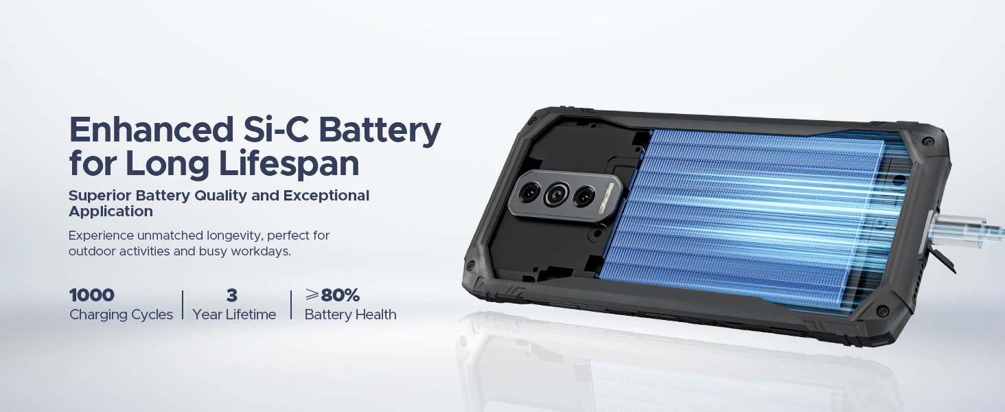 DOOGEE Blade10 Ultra Energy Rugged Phone 36GB+128GB 6150mAh Battery 6.56” HD+ Screen UNISOC T7250 50MP Camera NFC Android 16 Smartphone