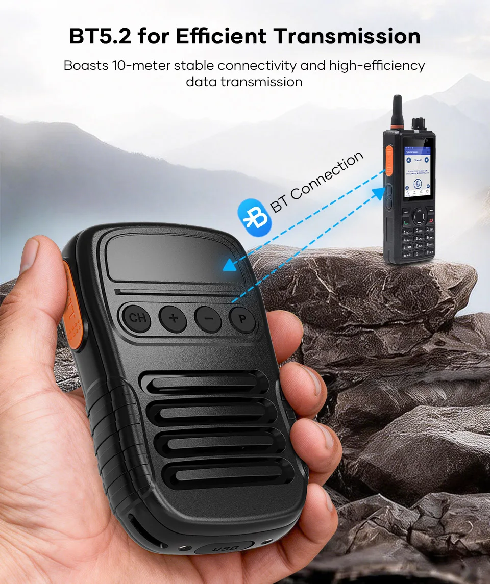 UNIWA BM008 Zello Walkie Talkie Zello SOS Button PTT Button 1800mAh POC Handheld Wireless BT Microphone for Android F400