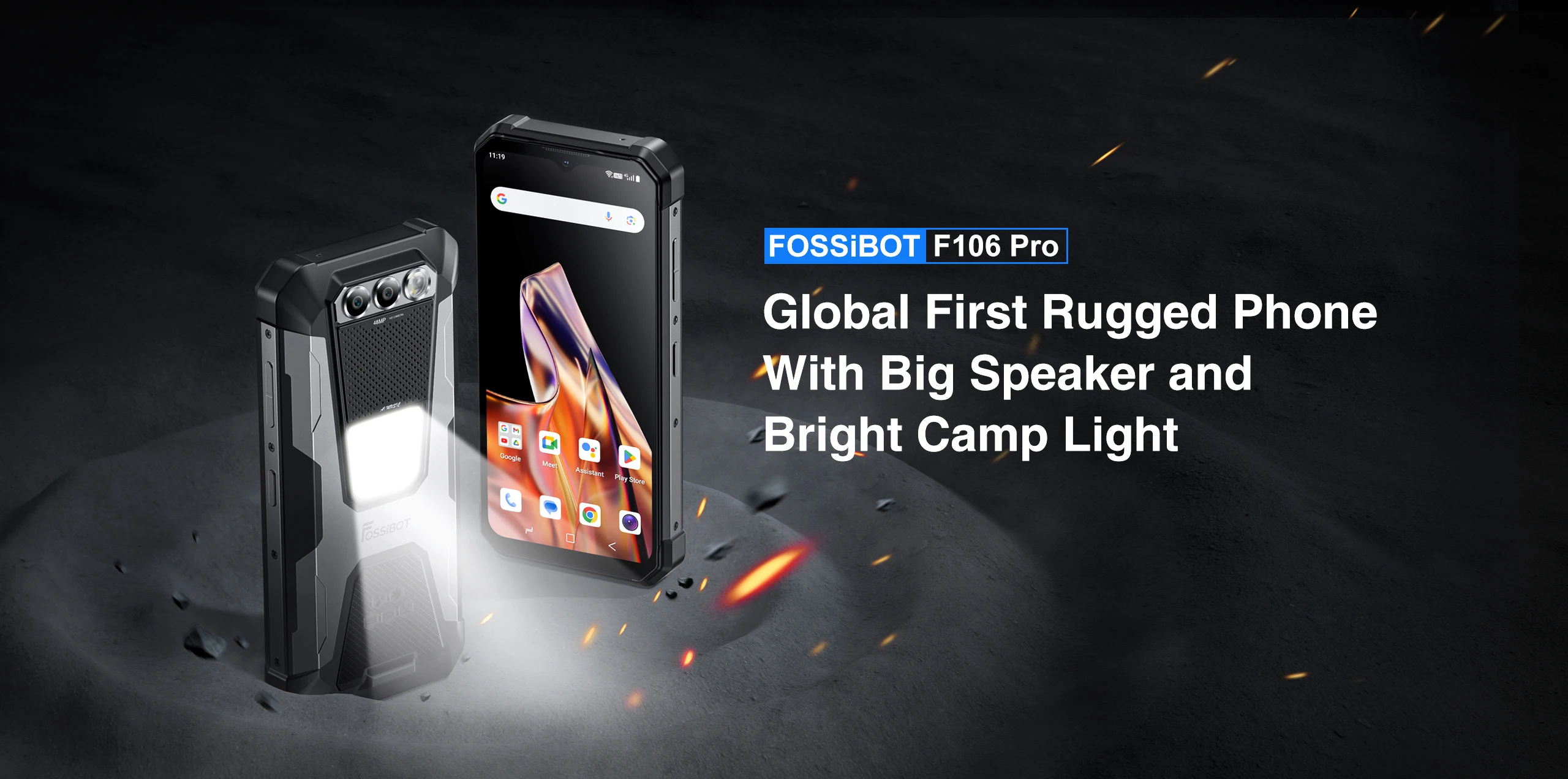 FOSSiBOT F106 PRO 15GB(8+7) 256GB Rugged 12000mAh 3W Camping Light 6.58”FHD Android 14 NFC Loud Speaker Global Version