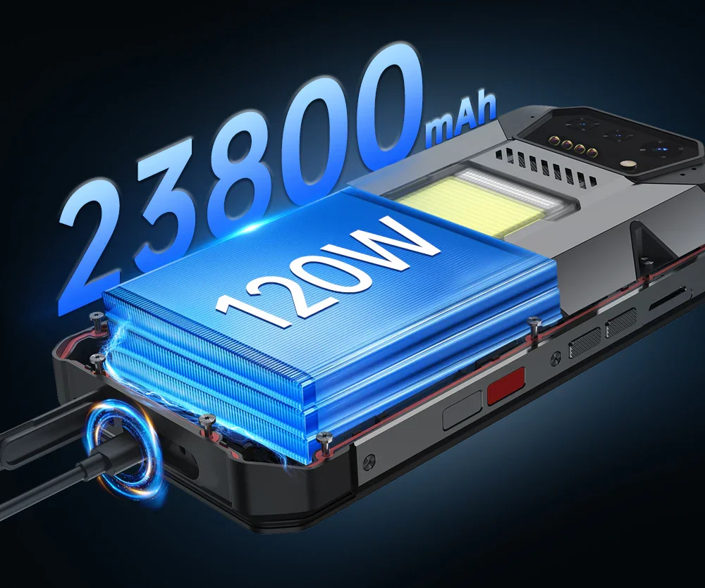 8849 Hike Unihertz Rugged Smartphone 23800mAh 1200Lumens Flashlight 24GB+512GB Expandable 2TB Android14 Two SIM 6.78'' 120Hz