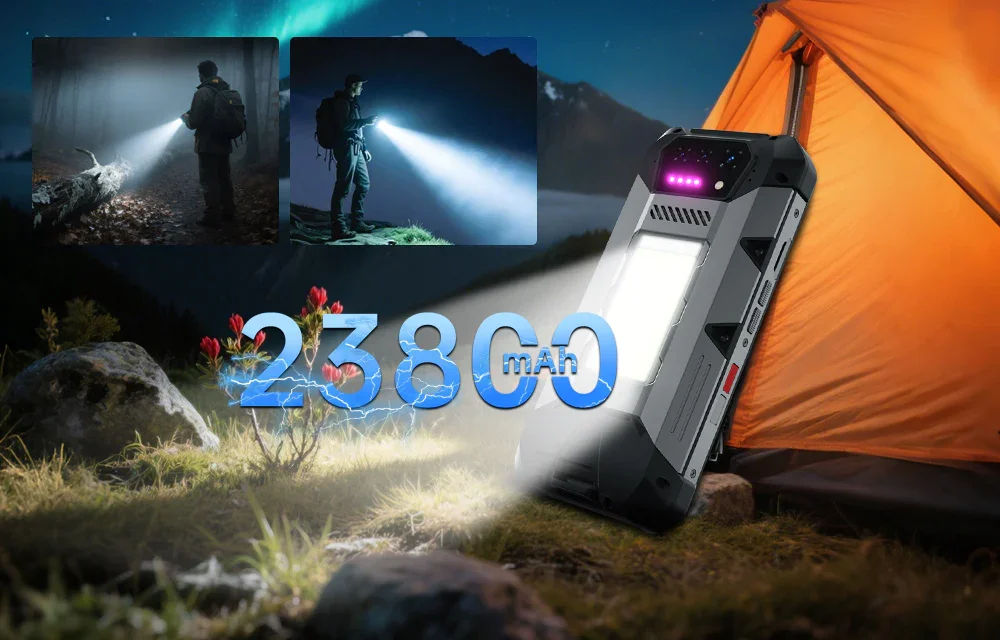 8849 Hike Unihertz Rugged Smartphone 23800mAh 1200Lumens Flashlight 24GB+512GB Expandable 2TB Android14 Two SIM 6.78'' 120Hz